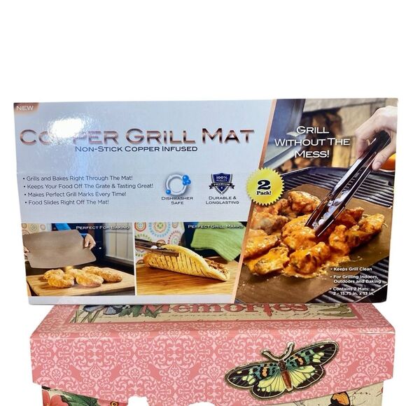 Copper Infused Grill Mat NWT 2 Pack Heat Conductive Non Stick 13" x 15.75" - Picture 4 of 8